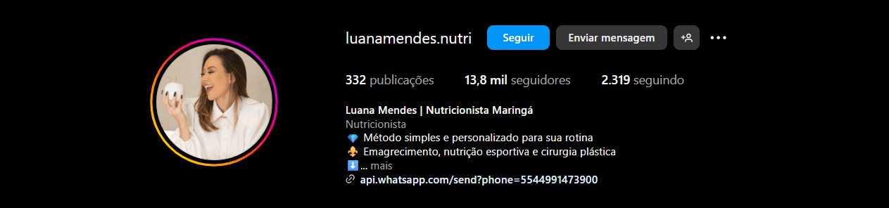 bio instagram para nutri