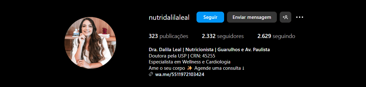 exemplo de biografia de instagram para nutricionista