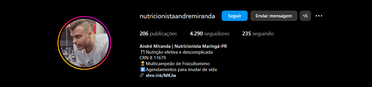 exemplo de bio para instagram de nutricionista
