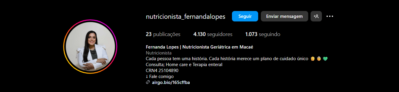 modelo de bio para instagram de nutri