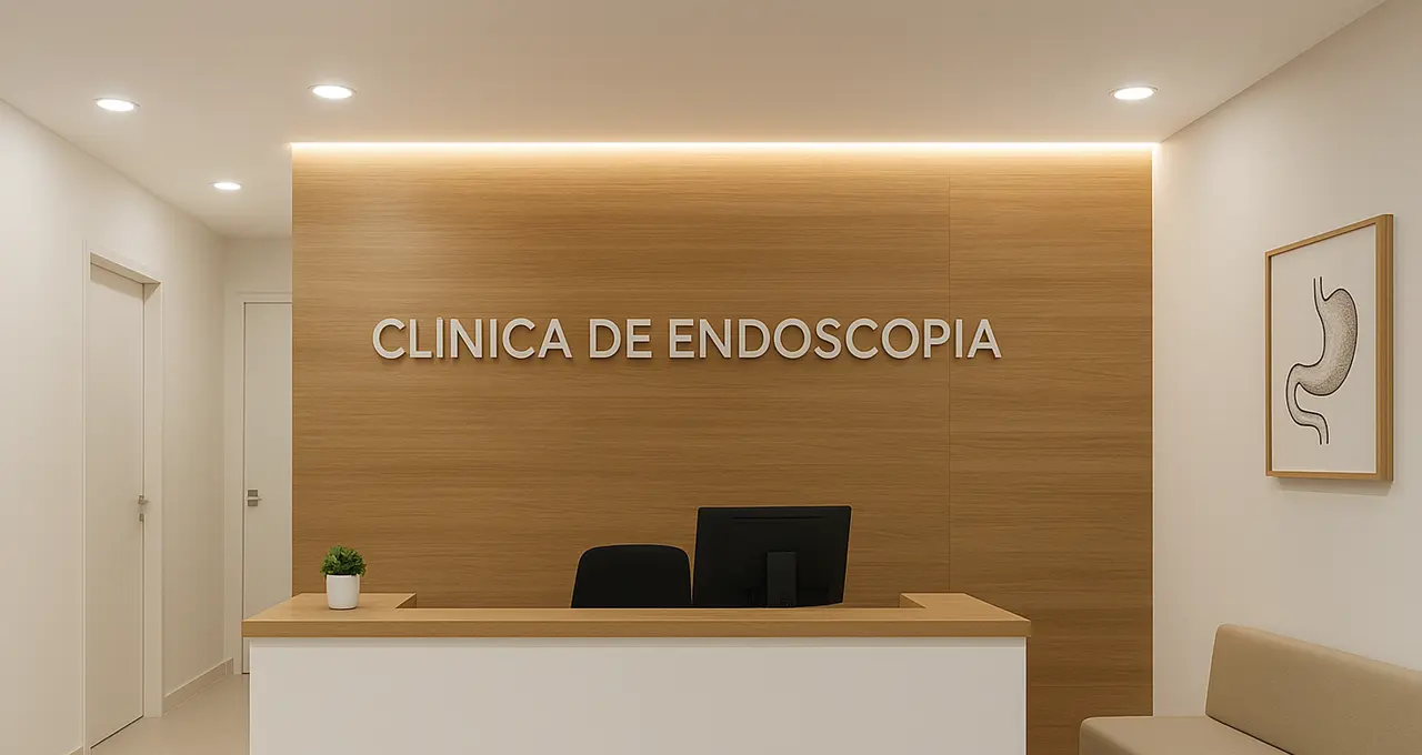 recepção de uma clínica de endoscopia